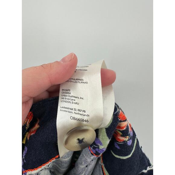 Anthropologie Maeve The Colette Dark Blue Floral Wide Leg Linen Pants Size 27 - Picture 10 of 16